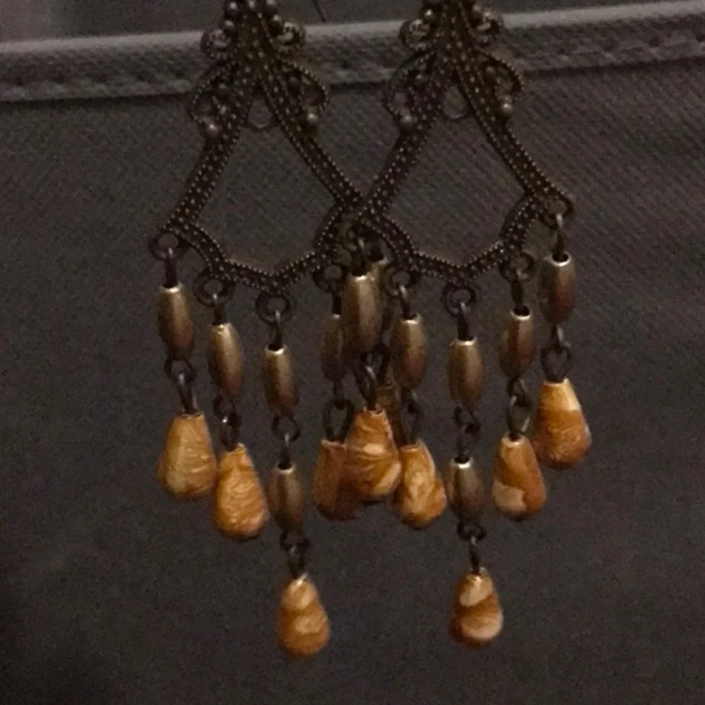 Gold Chandelier Earrings - Picture 4 of 5